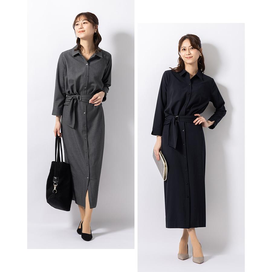 mimigrant ワンピース ケイト ロング丈シャツワンピース 無地
