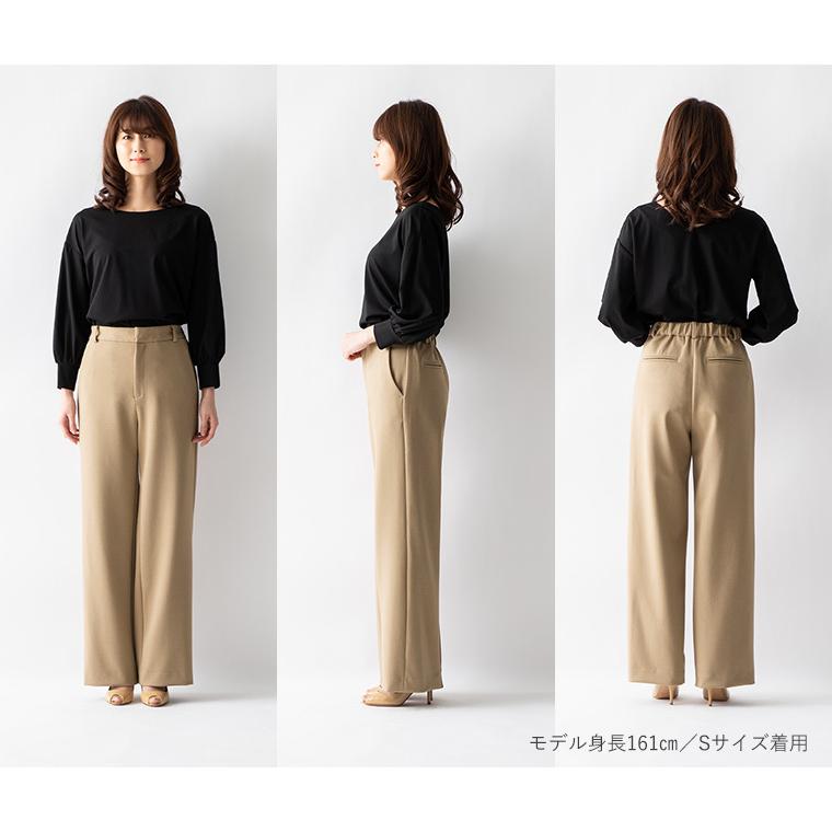 パンツ セミワイドパンツ ヘリンボーン pt003a-07 きれいめ 30代 40代 50代 着やせ 上品 大きいサイズ トールサイズあり ロング丈 秋冬｜mimigrant｜11