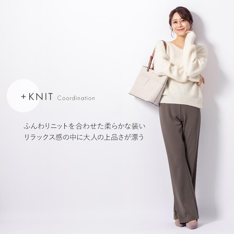 mimigrant セミフレアパンツ 無地 pt007-01 きれいめ 40代 50代 着やせ