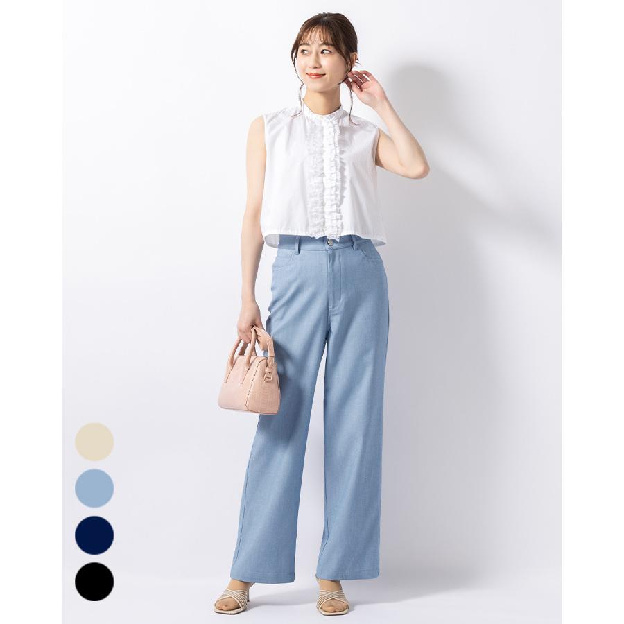 mimigrant パンツ セミワイドパンツ デニム調 pt012-01 きれいめ 30代