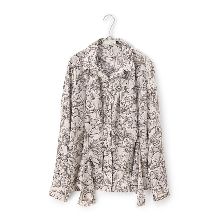 mimigrant ブラウス シャツカラー＆リボン オリエンタルフローラ