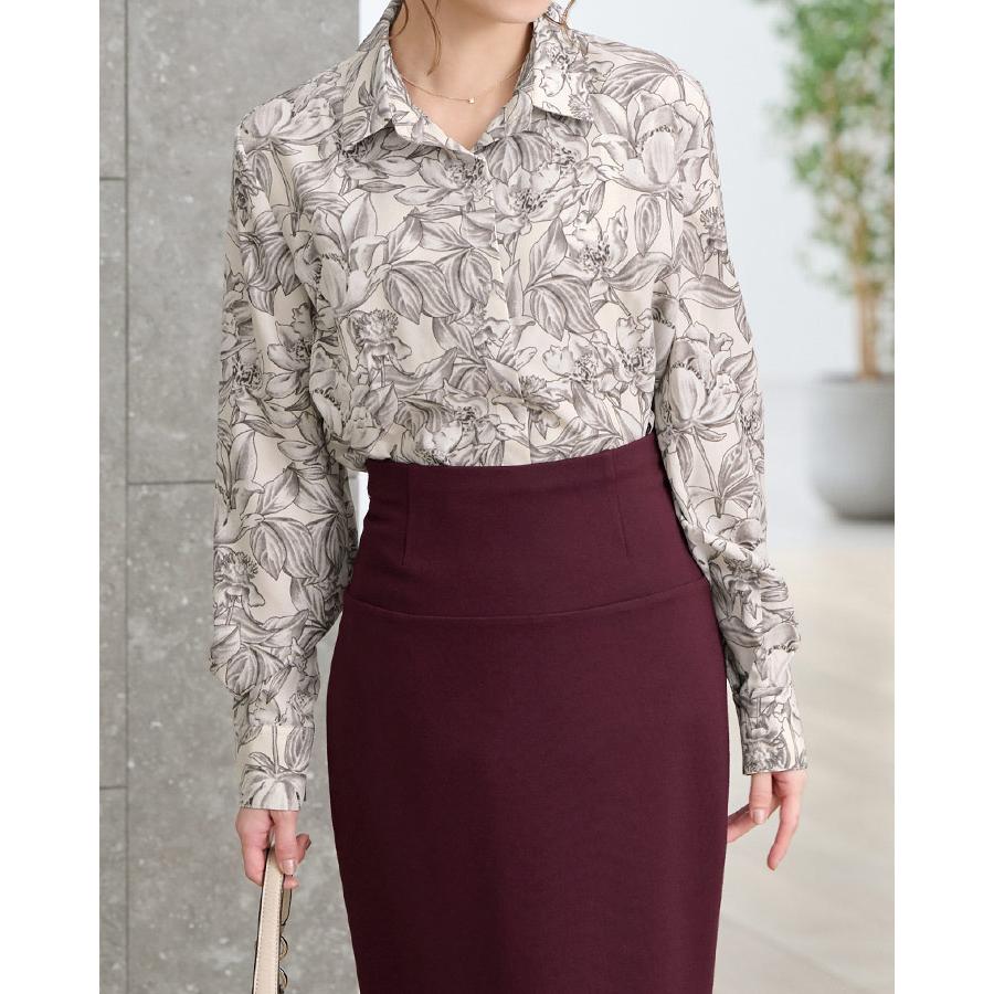 mimigrant ブラウス シャツカラー＆リボン オリエンタルフローラ