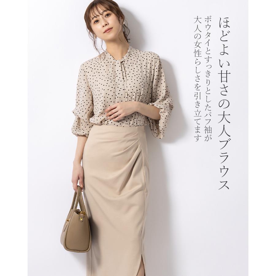 ブラウス シフォンブラウス パフスリーブ クラシカルドット sh-e0002 きれいめ 30代 40代 50代 着やせ 上品 大きいサイズ トールサイズあり 半袖 五分袖 春夏秋 | mimigrant | 02