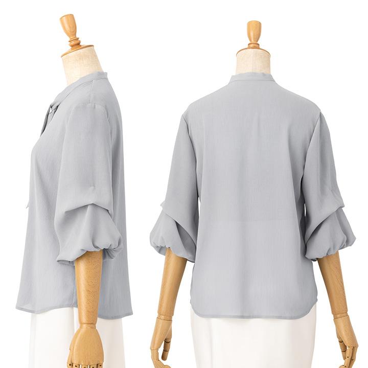 ブラウス シフォンブラウス パフスリーブ クラシカルドット sh-e0002 きれいめ 30代 40代 50代 着やせ 上品 大きいサイズ トールサイズあり 半袖 五分袖 春夏秋 | mimigrant | 07
