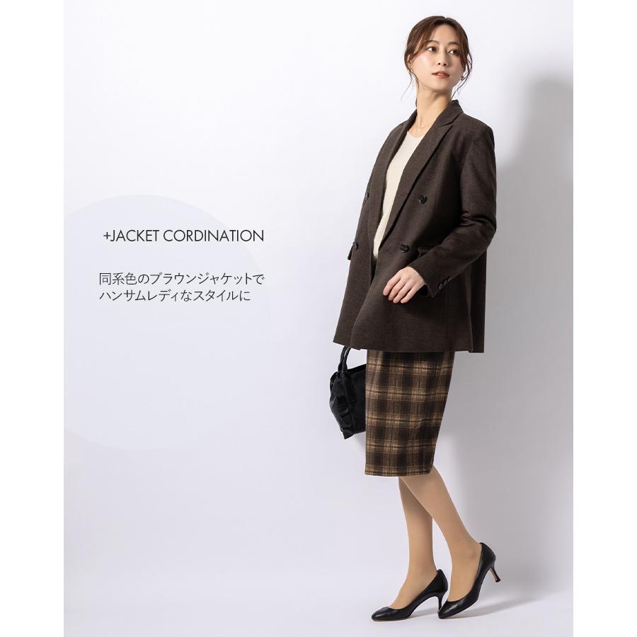 mimigrant スカート ひざ丈タイトスカート クラシックブラウンチェック