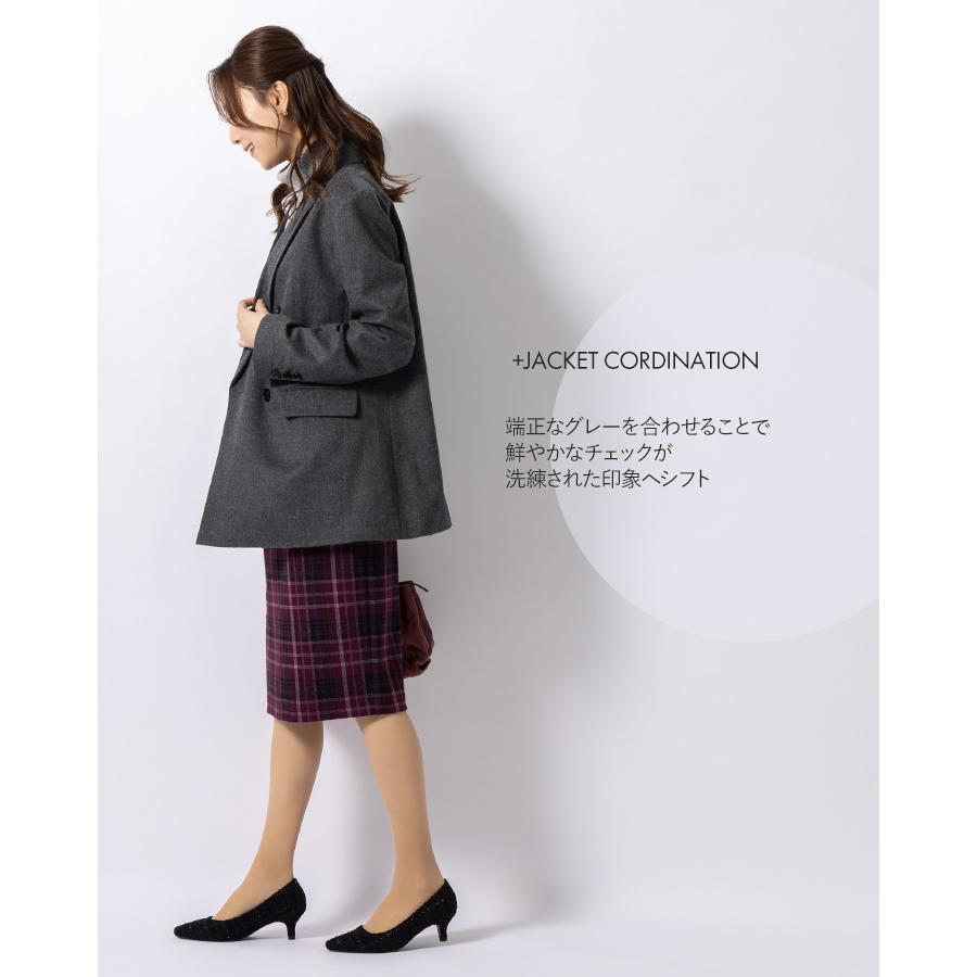 mimigrant スカート ひざ丈タイトスカート ウォームベリーチェック