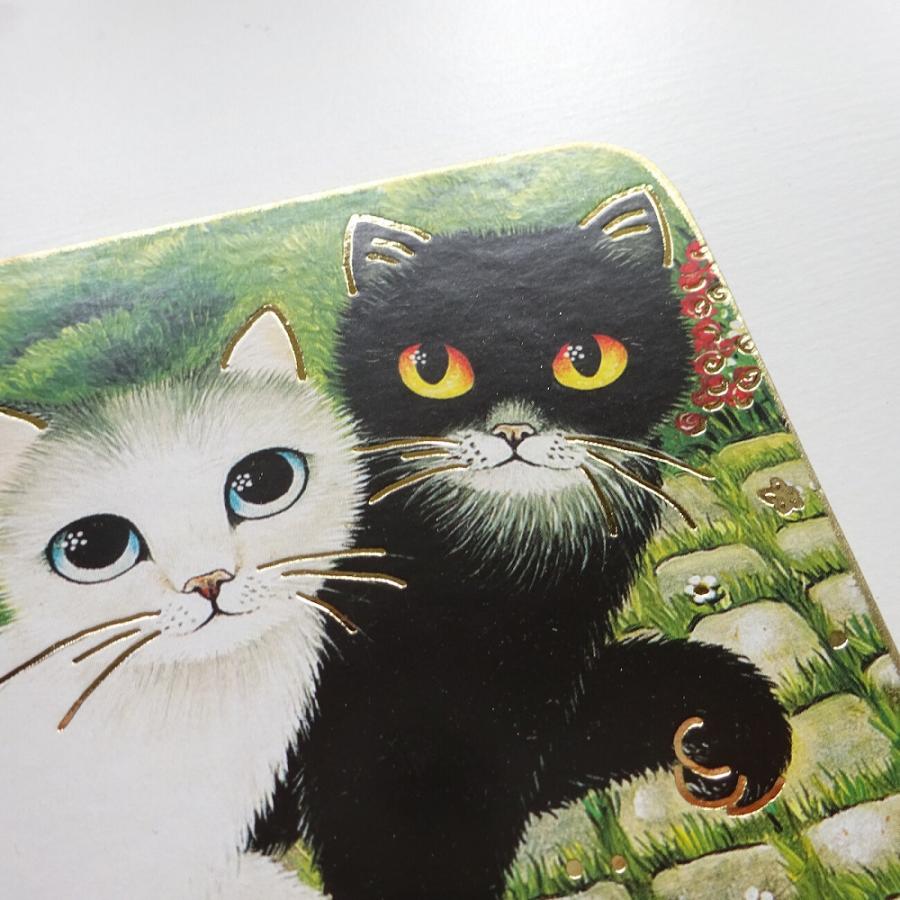 コルクコースター ウイーンの猫 黒猫白猫のお散歩 : 猫雑貨MIMIKOBO