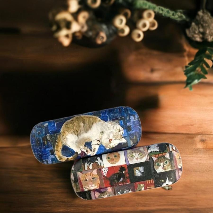 猫のメガネケース K.TAMAO作 全て手縫いのハンドメイド 姫路レザー Manhattaner's（マンハッタナーズ） 猫のメガネケースMAN37 ミケ