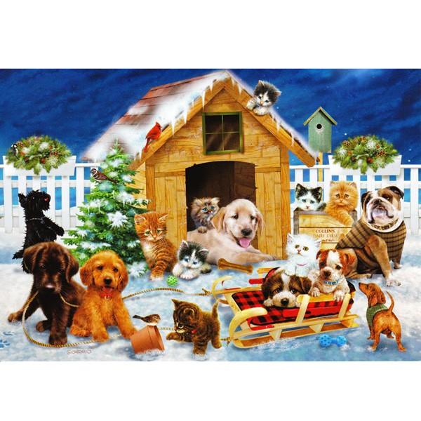 猫と犬のクリスマスカード ジョルダーノ スタジオ インザ プレイング スノー 【SALE／59%OFF】 感謝価格