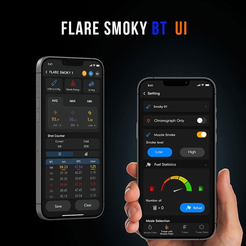 Eshooter FLARE Smoky BT 弾速計一体型 レインボーフラッシュ＆スモーク トレーサー 発煙＆マズルフラッシュ機能 スマホ連動 技適取得 送料無料_4