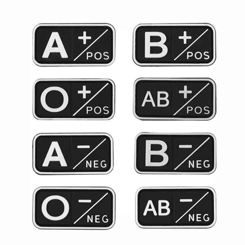 PVC ベルクロ対応血液型パッチ A・B・O・AB/RH+/RH- メール便可