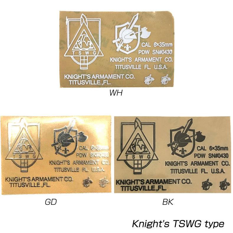 Knight's TSWG type ロゴステッカー WH GD M4等エアガンに！ 転写