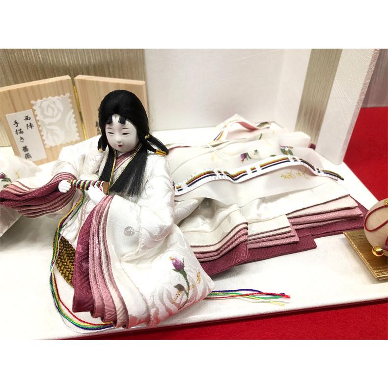雛匠 柴田家千代 作 西陣織 手描き薔薇 親王飾り「葵」 収納式 雛人形