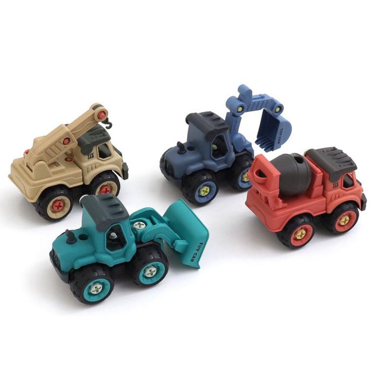 ミニカー 4台セット 様々なアタッチメント付き はたらくくるま 知育玩具 ミニカー おもちゃ 砂場セット