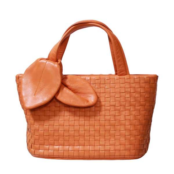 トート レディース 　ラグジュアリー　オレンジ　馬皮 メッシュ リボン 日本製 Mimalux | 