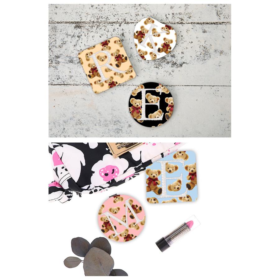 名入れ対応可) コンパクトミラー イニシャル アルファベット ミニ鏡