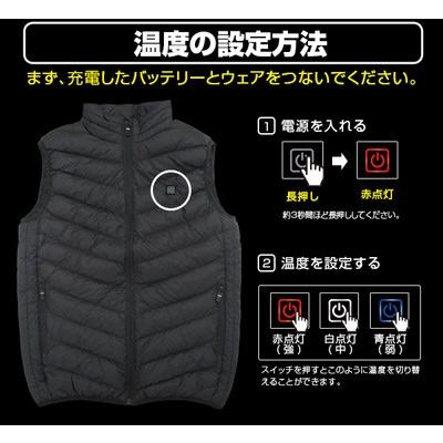 ヒートベスト フルセット サイズ：M,L,LL,XL 色：ブラック【ヒート