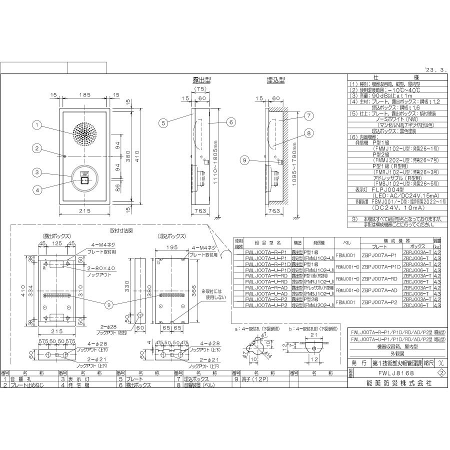 【原則配送設置込/送料込】超美品　アモス　ヴィエラ 能美防災 機器収容箱 アドレッサブル発信機、ダイオード付ベル