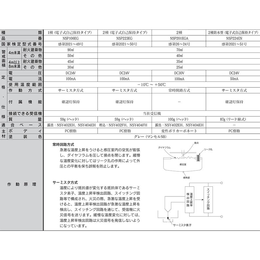 差動式スポット型感知器　２種　ヘッドのみ　電子式自己保持タイプ　NSP223EG　日本ドライケミカル製　自動火災報知設備｜minakami119｜03