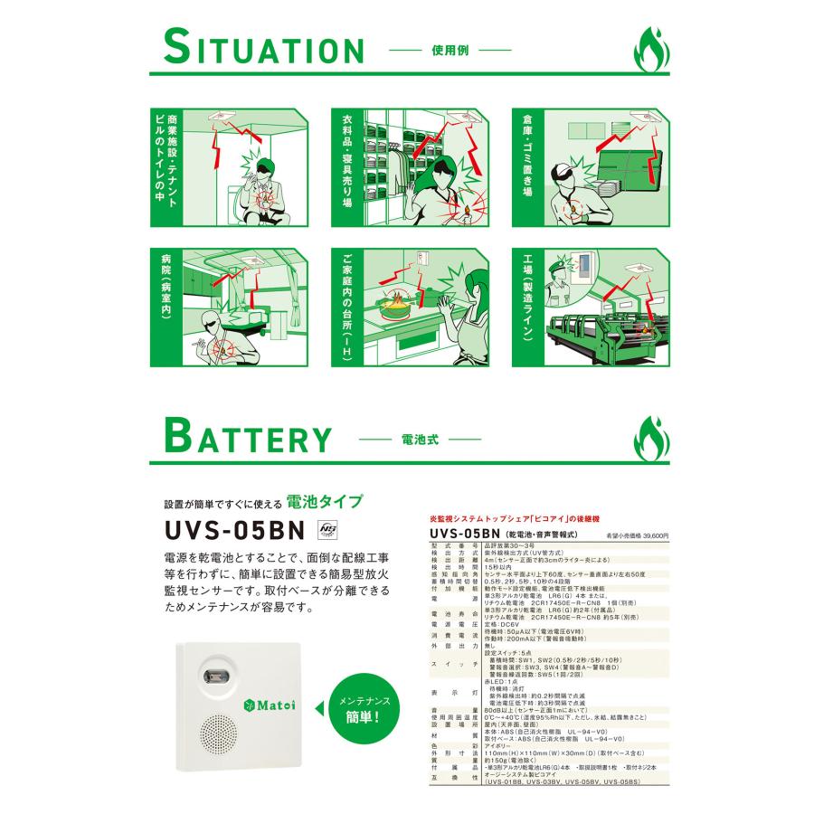 Matoi 高性能炎監視システム 音声警報式 配線式 UVS-08CN : 命一番堂