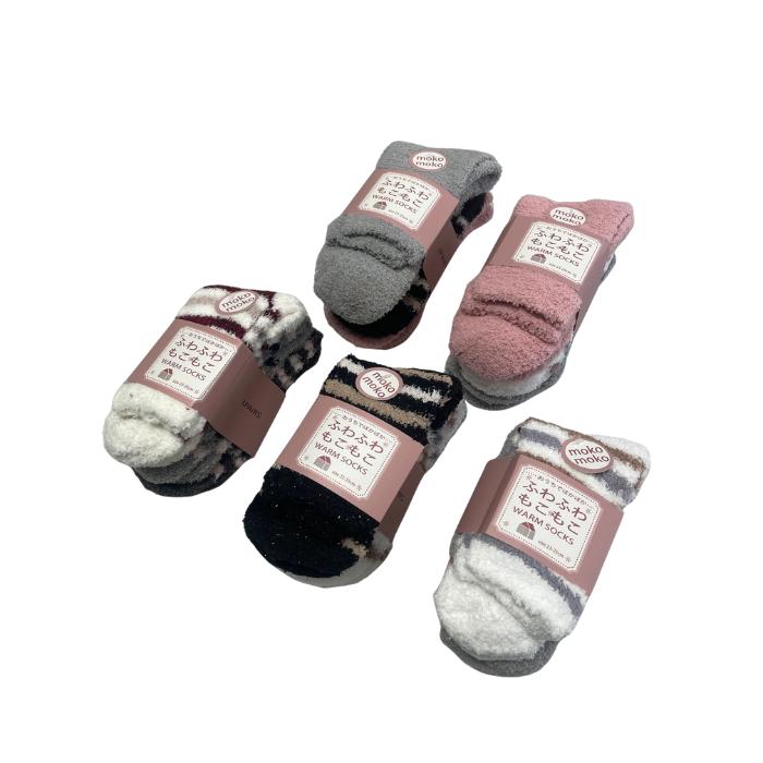 LJH673-3C 婦人 ふわふわもこもこWARM SOCKS 23-25 3P T-4573547481299