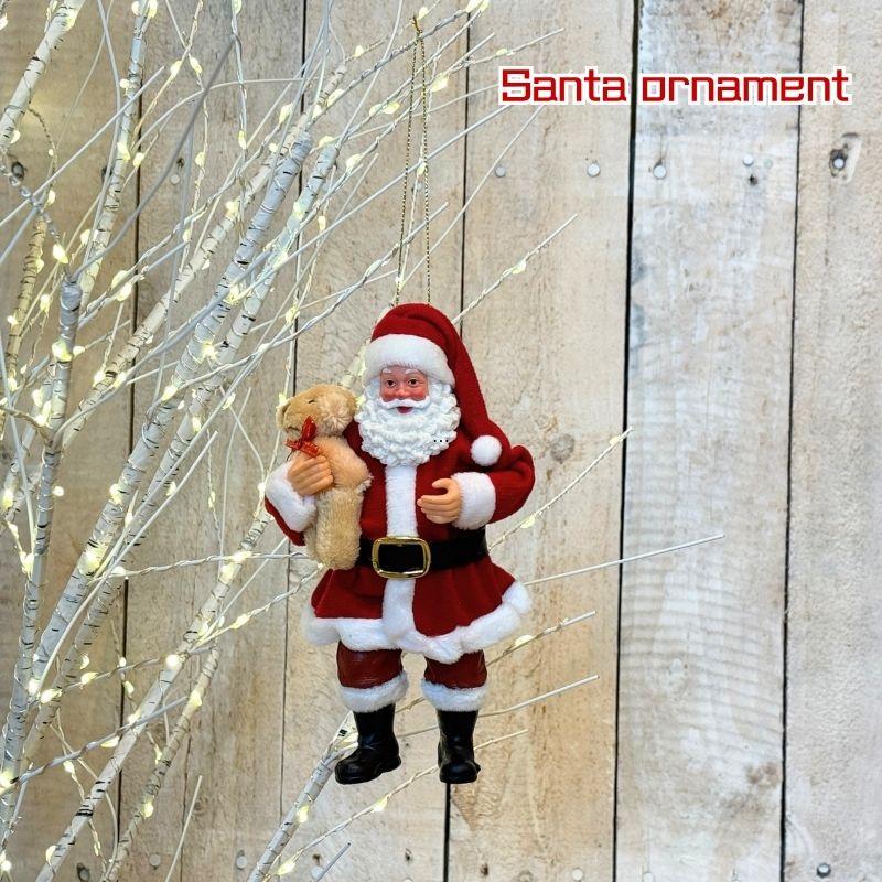 テディベアを抱えたサンタクロースのクリスマスオーナメント｜スタンド