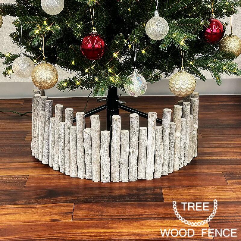 クリスマスツリー足元のおしゃれウッドフェンスグレー クリスマス