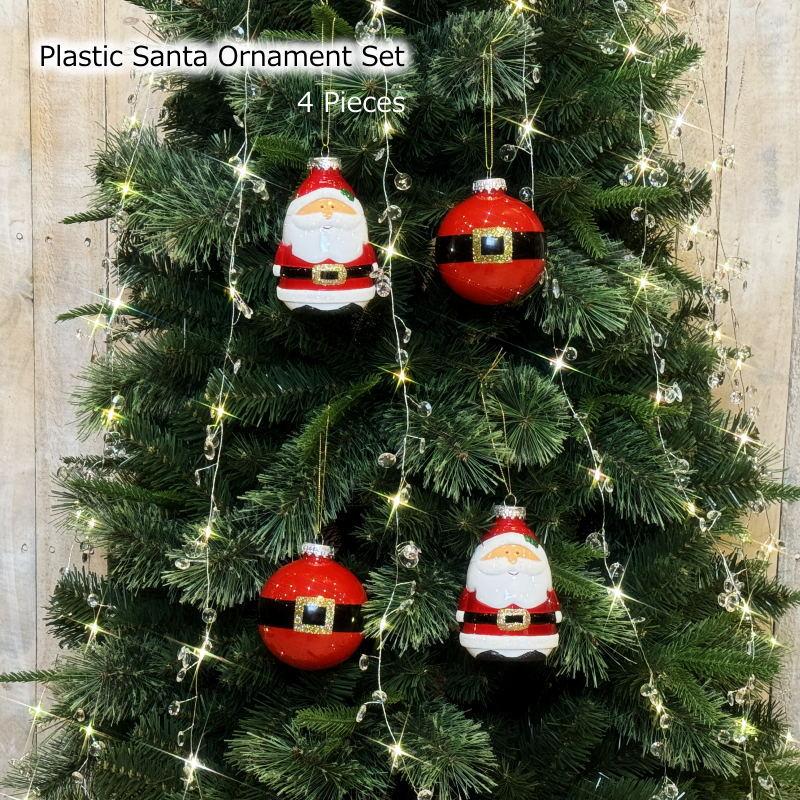 クリスマスオーナメント　プレゼント型 クリスマスオーナメント プラスチックサンタオーナメントセット サンタ