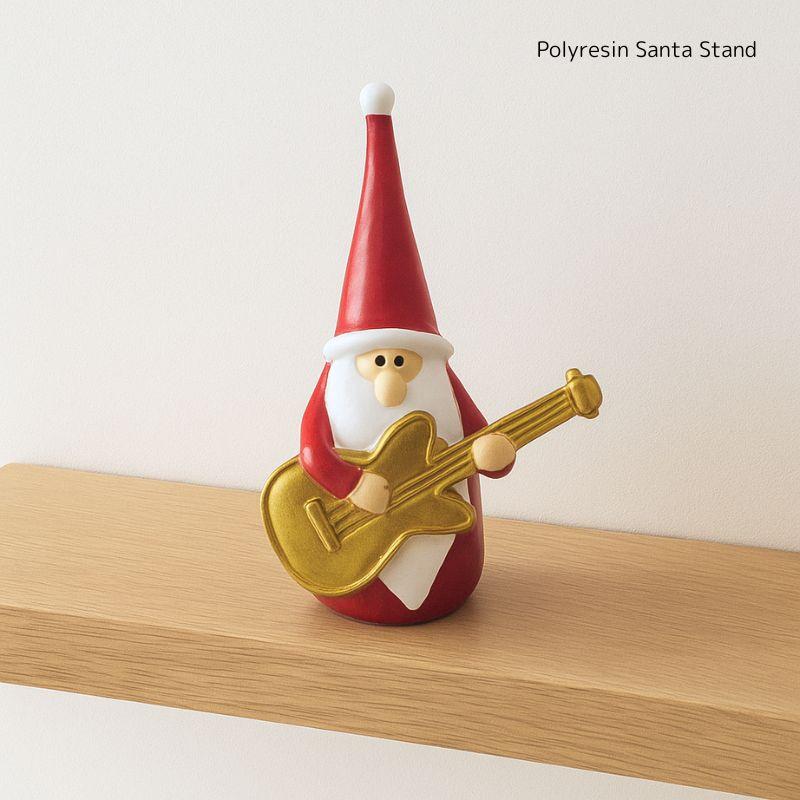 ポリレジン製 サンタ オブジェ｜ギター演奏 とんがり帽子 クリスマス