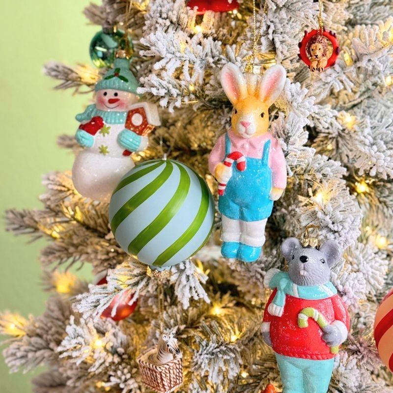 クリスマスオーナメント ガラス製 気球とシマウマの飾り 北欧風 吊り