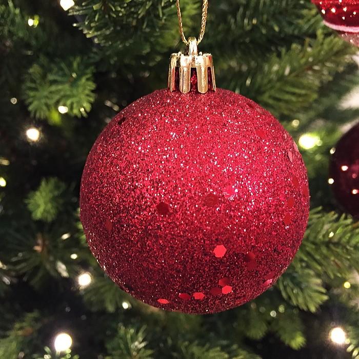 クリスマスボールオーナメント 55mmプラスチックボールセット レッド