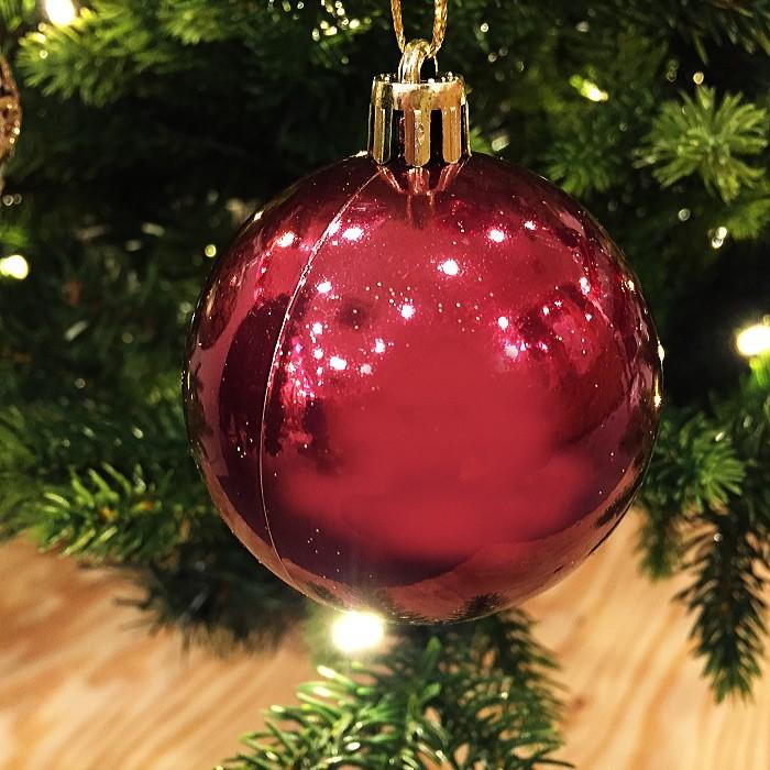 クリスマスボールオーナメント 55mmプラスチックボールセット レッド