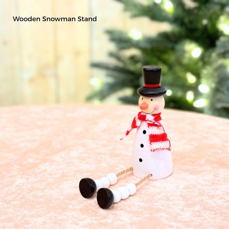 木製 スノーマン 座りポーズ オブジェ｜クリスマス 雪だるま 飾り 北欧