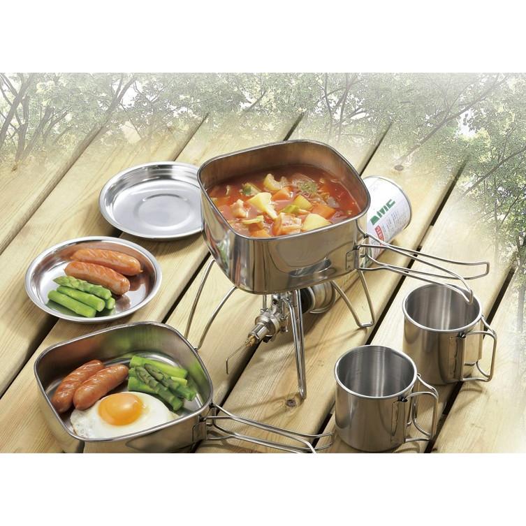 SOLA 角型キャンピング鍋 6点セット マグカップ コップ 皿 プレート