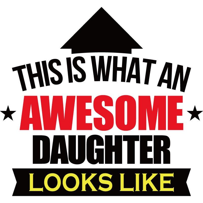 おもしろｔシャツ メンズ レディース キッズ 面白 AWESOME DAUGHTER 文字 ジョーク パロディ 娘 女の子 家族 親戚 半袖Tシャツ 子供 ネタ プレゼント 90cm｜minamihorie｜03