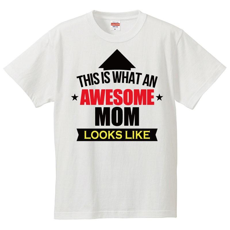 おもしろｔシャツ メンズ レディース キッズ 面白 AWESOME MOM 文字 ジョーク 母の日 お母さん はは ママ 家族 親戚 半袖Tシャツ ネタ プレゼント 90cm | United Athle | 01