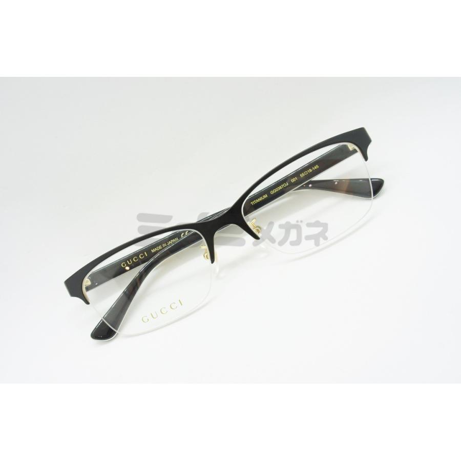 GUCCI グッチ メガネ フレーム GG0387OJ 001 ブラック GUCCI（グッチ） メガネ GG0387OJ 001 ハーフリム ナイロール