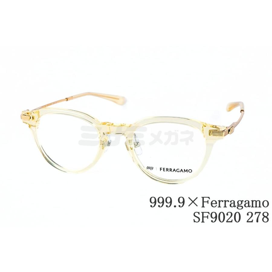 999.9×Ferragamo メガネ SF9020 278 コラボモデル アジアンフィット クラウンパント 眼鏡 オシャレ ブランド フォーナインズ フェラガモ 鯖江 日本製 正規品の画像