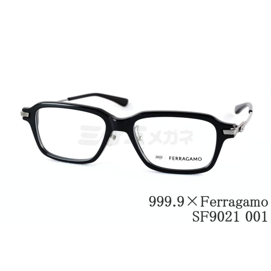 999.9×Ferragamo メガネ SF9021 001 コラボモデル アジアンフィット スクエア 眼鏡 オシャレ ブランド フォーナインズ フェラガモ 鯖江 日本製 正規品の画像
