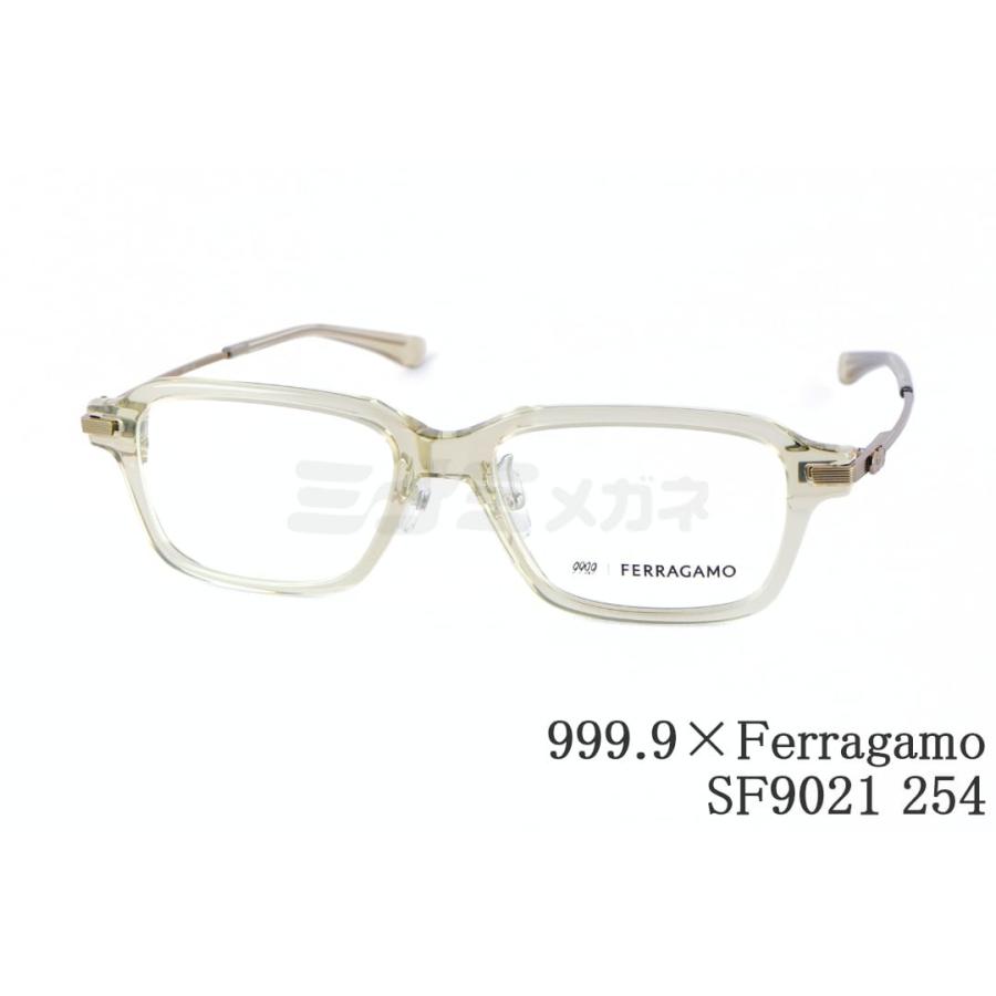 999.9×Ferragamo メガネ SF9021 254 コラボモデル アジアンフィット スクエア 眼鏡 オシャレ ブランド フォーナインズ フェラガモ 鯖江 日本製 正規品の画像