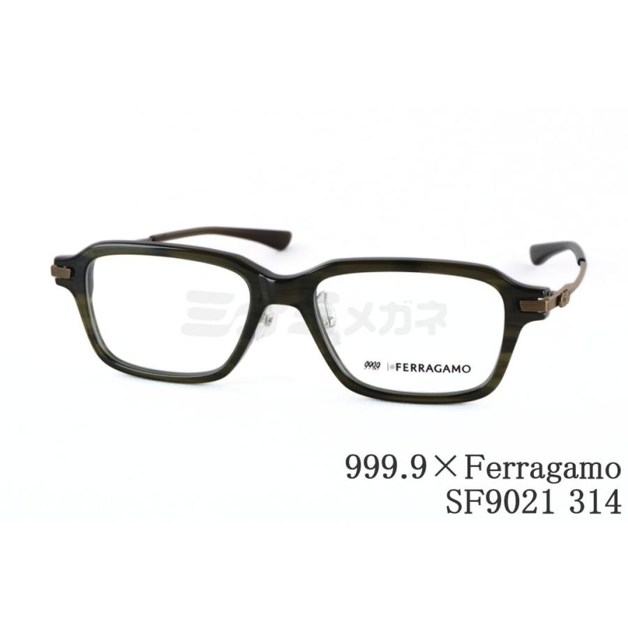 999.9×Ferragamo メガネ SF9021 314 コラボモデル アジアンフィット スクエア 眼鏡 オシャレ ブランド フォーナインズ フェラガモ 鯖江 日本製 正規品の画像