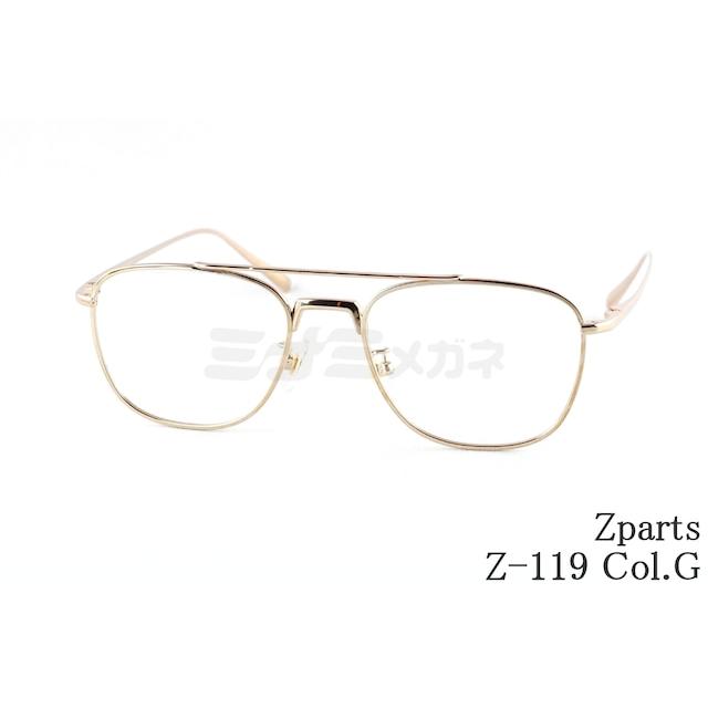 眼鏡 Zparts メガネ Z-119 Col.G ツーブリッジ スクエア クラシカル 眼鏡