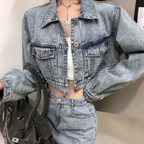デニムジャケット Gジャン ジージャン レディース 秋冬 秋 冬 大きいサイズ アウター デニム 羽織り ショート丈 ボリューム袖 カジュアル 韓国 ファッション 新しい到着