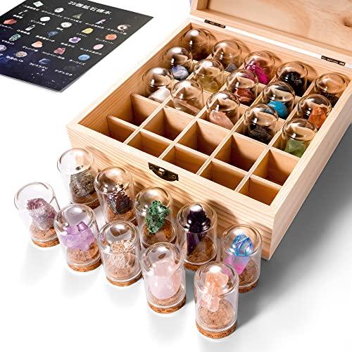 25個鉱石標本 鉱物標本 岩石標本 天然石 コレクションセットガラス