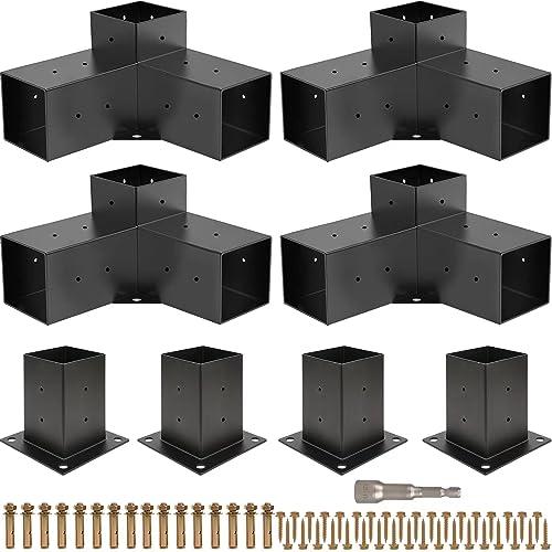 Grehitk (グレハイテク) パーゴラキット ブラケット付き3ウェイ直角コーナーブラケット 木工DIYポストベースキット ガゼボ/パティオパーゴ の商品画像