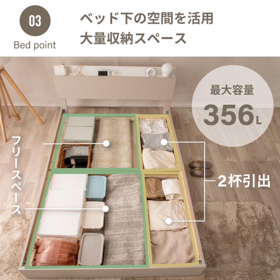 ダブルベッド(ハイグレードマットレス付き) 源ベッド 夜香ハイグレード2 マットレス付き ダブル 往華 OHKA 2杯収納