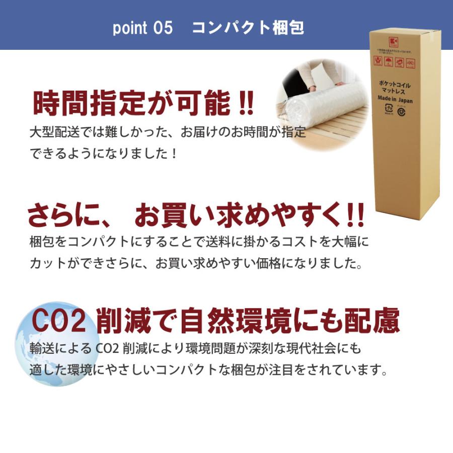 在庫処分特価アウトレット ショートシングル 日本製ポケットコイルマットレス 寝心地ソフト 1.9mm平行配列 (outletmat-602-s-s)｜minamoto-bed｜08