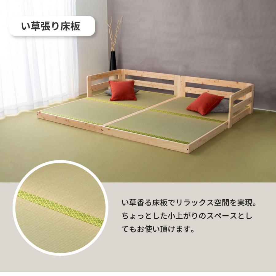 源ベッド 日本製 川の字 ひのき スノコベッド セミダブルサイズ