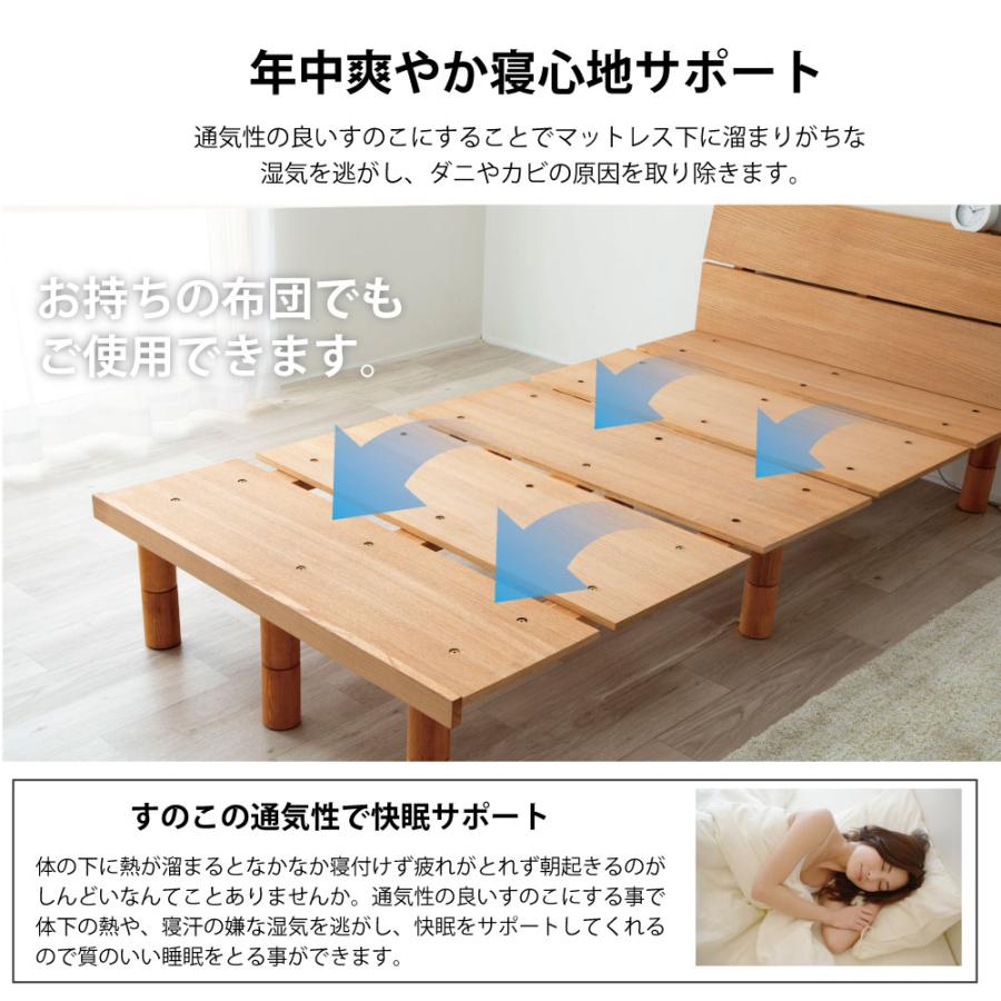 海外製ポケットコイルマットレス付き 頑丈脚付きスノコベッド