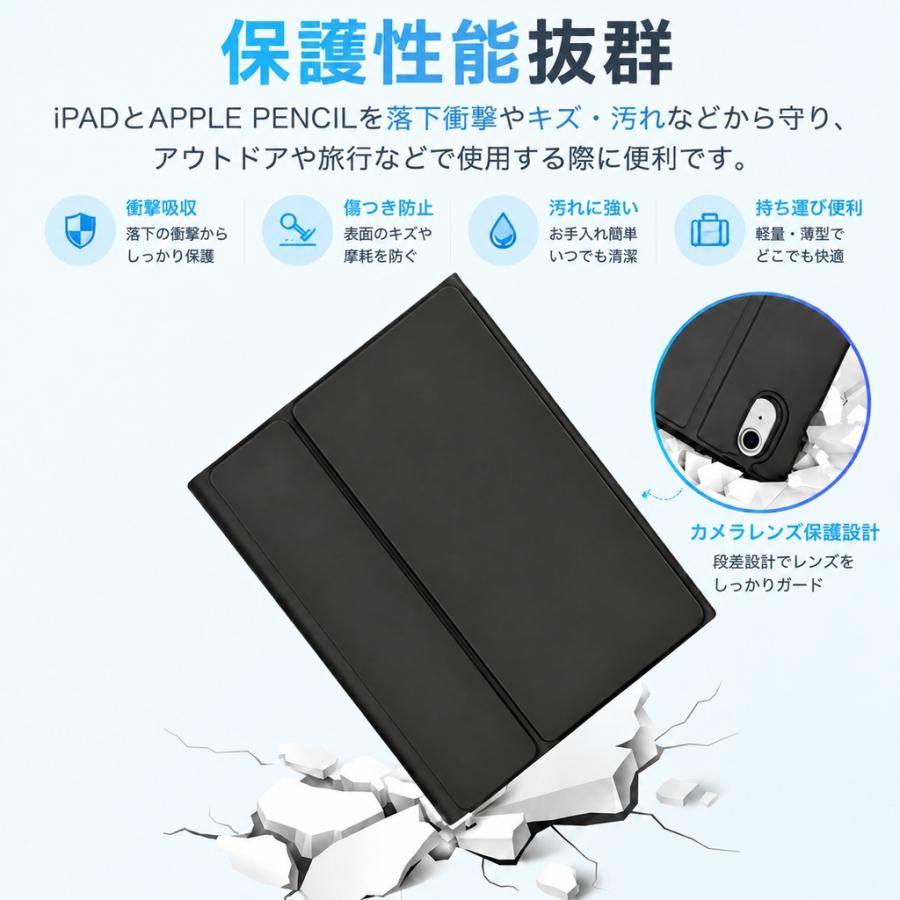 iPad キーボード ケース強化ガラスフィルム 3点セット ケース ペン収納
